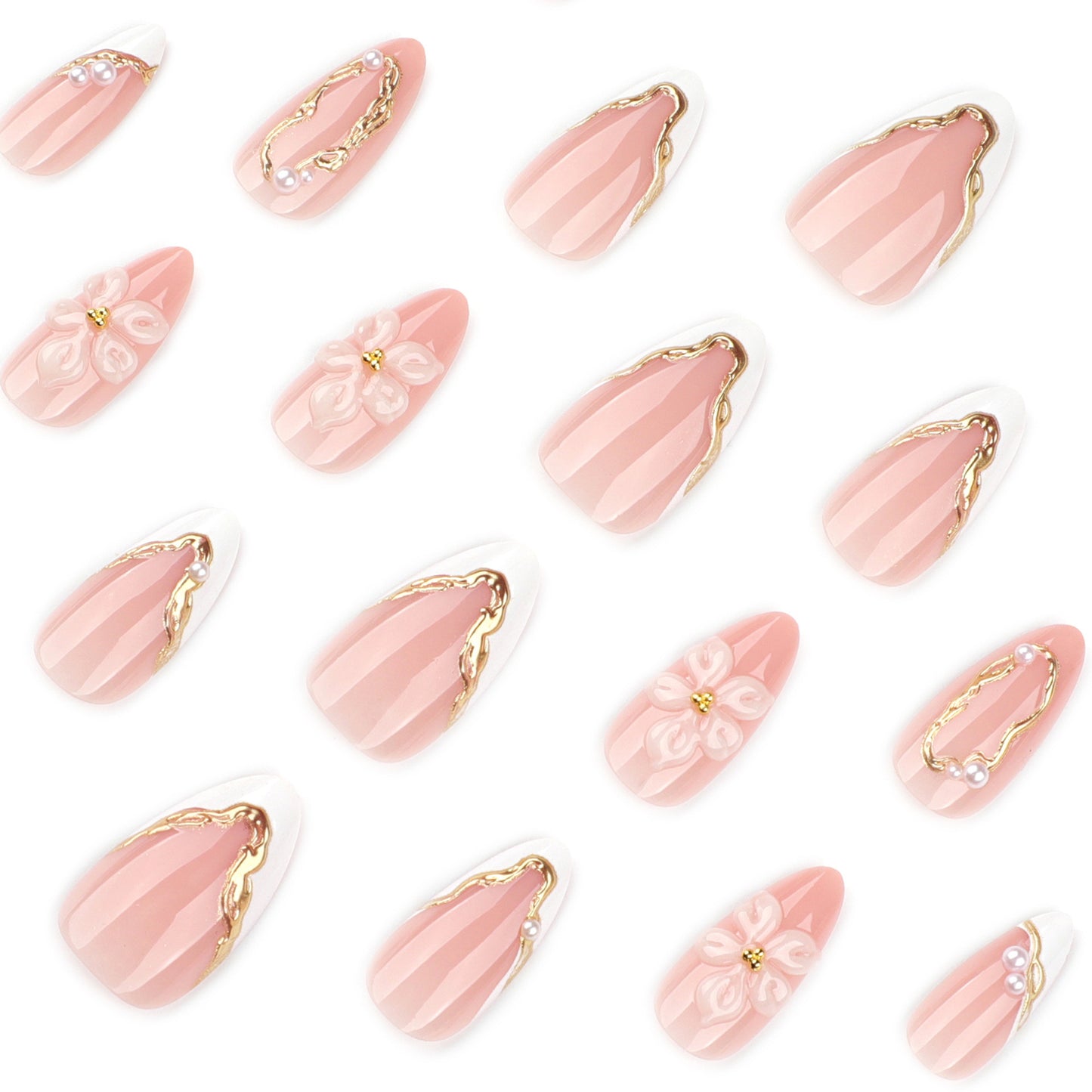 Pearl Flower Almond Nails